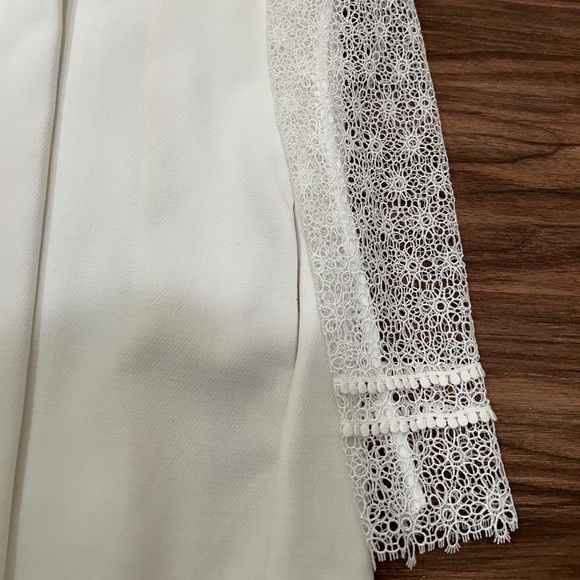 SELF PORTRAIT Military Cape Shoulder White Floral Lace Ruffle Dress Size 6 UK 10 - Picture 4 of 12